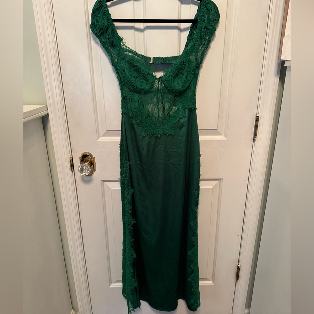 For Love And Lemons Green Chemise Slip